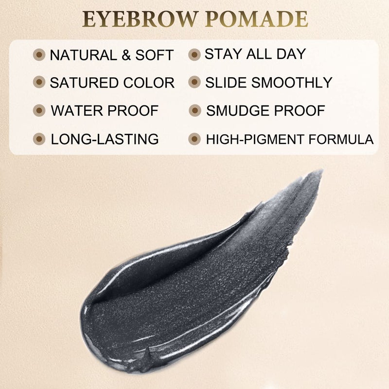 LAVONE Eyebrow Stamp Pencil Kit - Makeup Brow Stamp Trio with Waterproof Eyebrow Pencil, Eyeliner, Pomade, Dual-ended Brush - Dark Black - Image 5