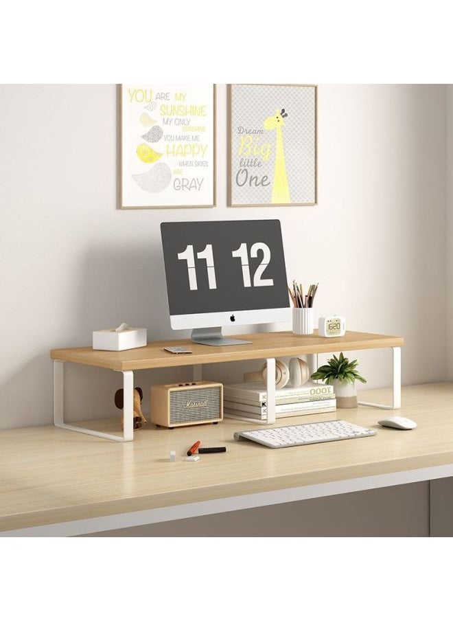 Generic - Desktop Elevating Rack Computer Desktop Monitor Elevating Desktop Storage Rack Base Office Bracket Pad Elevated Rack-Colour:Walnut Color + Black Frame + Board Widened 25cm - Short Model, Length 70, Height 9.5cm - Image 1