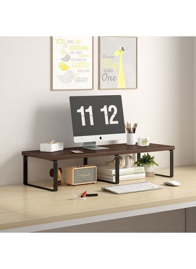 Generic - Desktop Elevating Rack Computer Desktop Monitor Elevating Desktop Storage Rack Base Office Bracket Pad Elevated Rack-Colour:Walnut Color + Black Frame + Board Widened 25cm - Short Model, Length 70, Height 9.5cm - Image 1