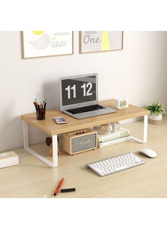 Generic - Desktop Elevating Rack Computer Desktop Monitor Elevating Desktop Storage Rack Base Office Bracket Pad Elevated Rack-Colour:Walnut Color + Black Frame + Board Widened 25cm - Short Model, Length 70, Height 9.5cm - Image 1