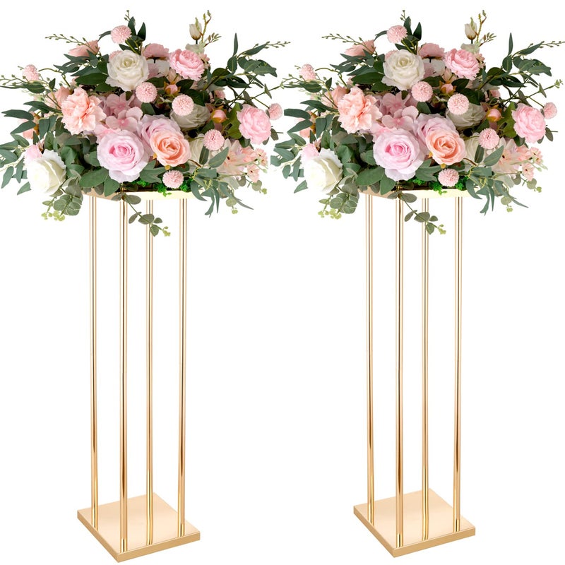 Set of 2 Wedding Centerpieces Geometric High Gold Vases  315 Artificial Flower Display Stand for Wedding Christmas Carnival Party Dinner Event Hotel Home Decor Arrangement