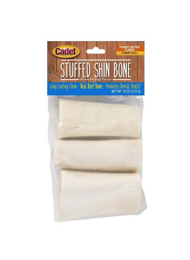 Cadet Stuffed Shin Bones  Highly Digestible, High Protein, LongLasting Dog Chew Bone For Aggressive Chewers, Supports Dental Health,  Peanut Butter Flavor, Small (3 Count)  - Image 1