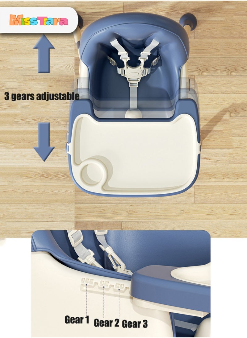 Baby High Chair for Toddlers, Foldable High Chairs with Adjustable Seat Heigh Recline with 4 Wheels and Removable Tray