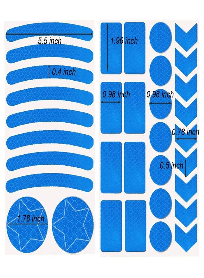 Leasinder 55 Pcs Reflective Stickers for Helmet Bicycle Reflective Tape Night Safety Stickers Decals for Motorcycle, Helmets, Bike, Strollers, Wheelchairs, Scooter, Wheelchairs (Blue) - Image 3