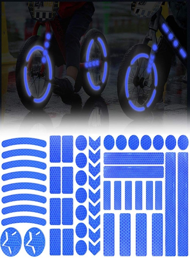 Leasinder 55 Pcs Reflective Stickers for Helmet Bicycle Reflective Tape Night Safety Stickers Decals for Motorcycle, Helmets, Bike, Strollers, Wheelchairs, Scooter, Wheelchairs (Blue) - Image 1