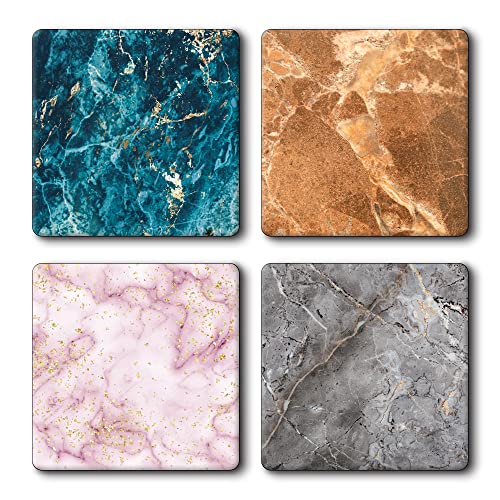 Yey Tea Coaster Set Colorful Marble Effect Printed, MDF Wood Material Coasters for Home and Kitchen, Office Table, Dining Table, Home Decor (3.5x3.5 inches, Set of 4) - Image 1