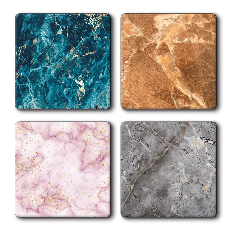 Yey Tea Coaster Set Colorful Marble Effect Printed, MDF Wood Material Coasters for Home and Kitchen, Office Table, Dining Table, Home Decor (3.5x3.5 inches, Set of 4) - Image 5