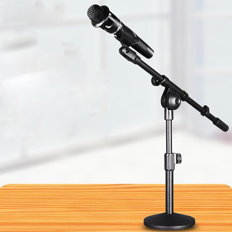 Adjustable Height Black Desktop Microphone Stand for Conference Streaming Podcast Recording - Image 4