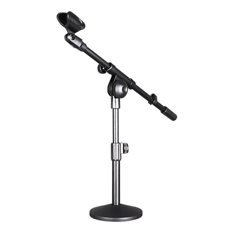 Adjustable Height Black Desktop Microphone Stand for Conference Streaming Podcast Recording - Image 2