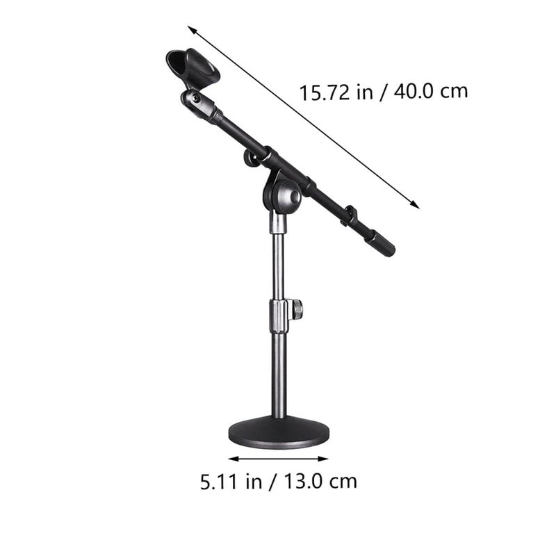 Adjustable Height Black Desktop Microphone Stand for Conference Streaming Podcast Recording - Image 3