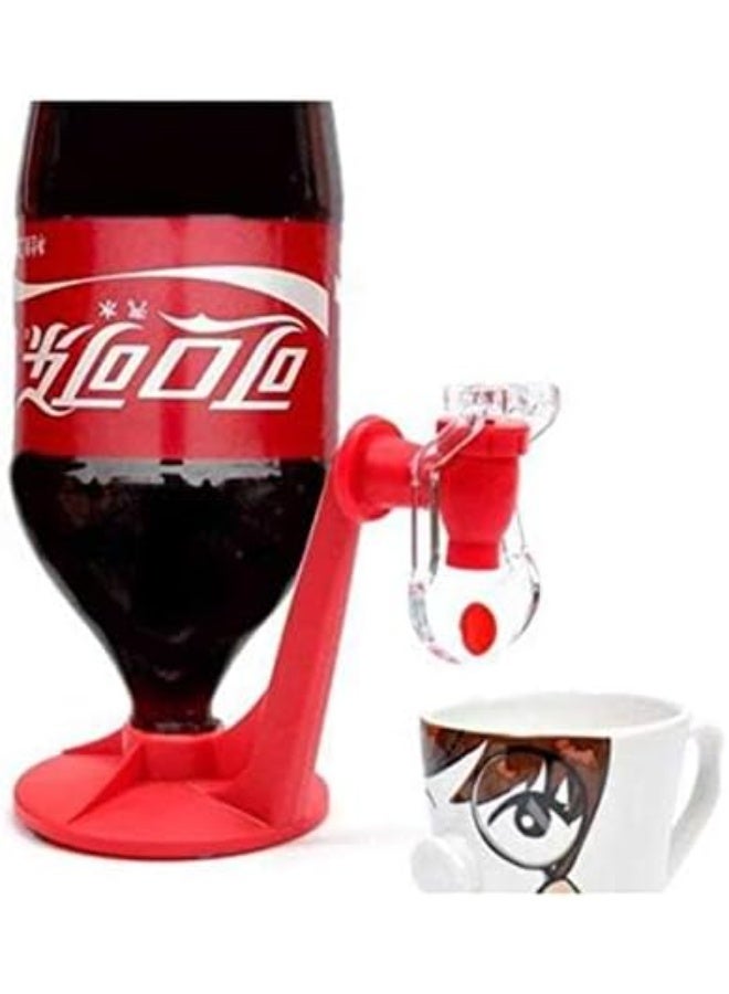 Cold carbonated beverage dispenser, foam-retaining, operates manually, suitable for cola and water bottles, turns the bottle into an easy-to-use dispenser. Color: red. - Image 1