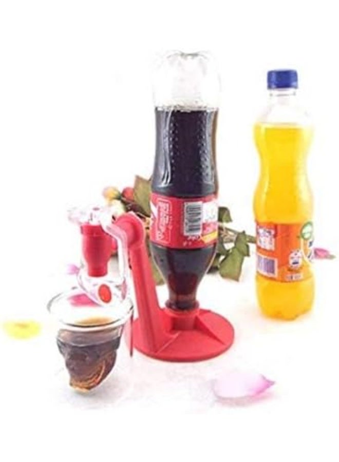 Cold carbonated beverage dispenser, foam-retaining, operates manually, suitable for cola and water bottles, turns the bottle into an easy-to-use dispenser. Color: red. - Image 2