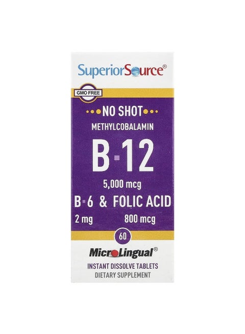 Superior Source, Methylcobalamin B-12, B-6 & Folic Acid, 60 MicroLingual® Instant Dissolve Tablets