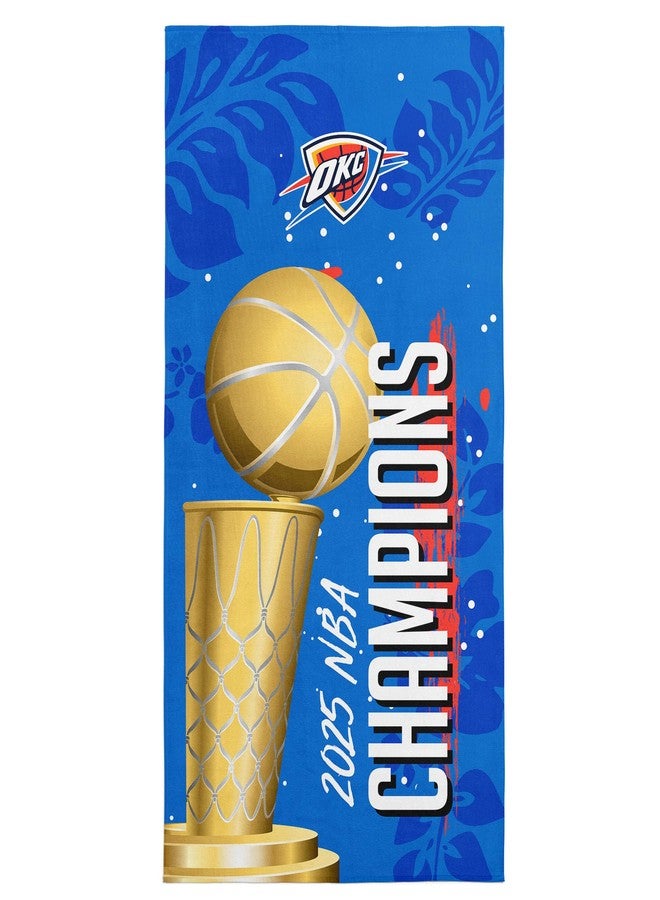 Northwest Oklahoma City Thunder 2025 NBA Champions Blackboard Beach Towel, Official 30" x 60" Printed Cotton Towel, Soft & Absorbent NBA Finals Fan Gear for Pool, Beach, or Game Day - Image 1