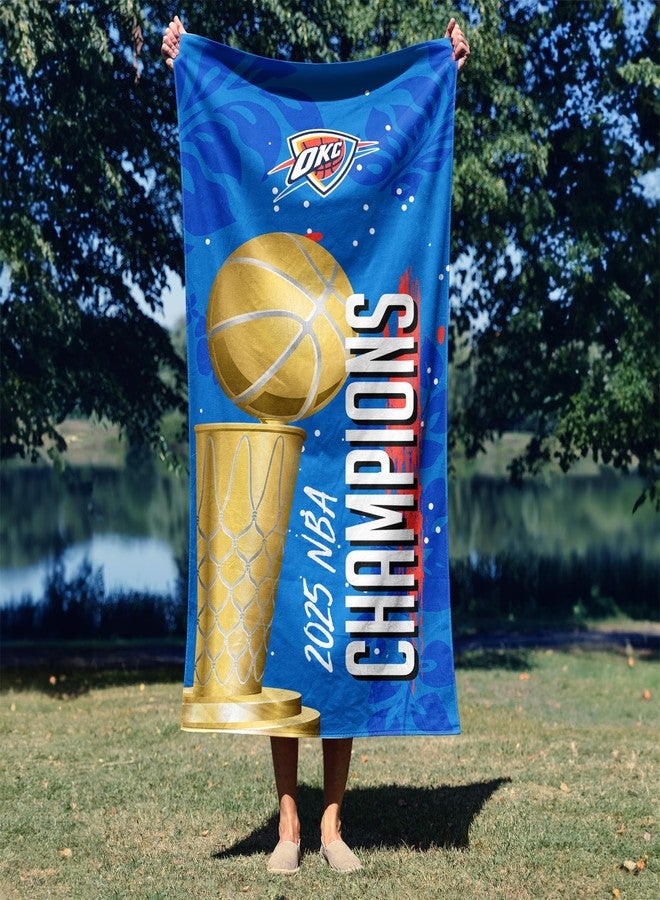 Northwest Oklahoma City Thunder 2025 NBA Champions Blackboard Beach Towel, Official 30" x 60" Printed Cotton Towel, Soft & Absorbent NBA Finals Fan Gear for Pool, Beach, or Game Day - Image 4