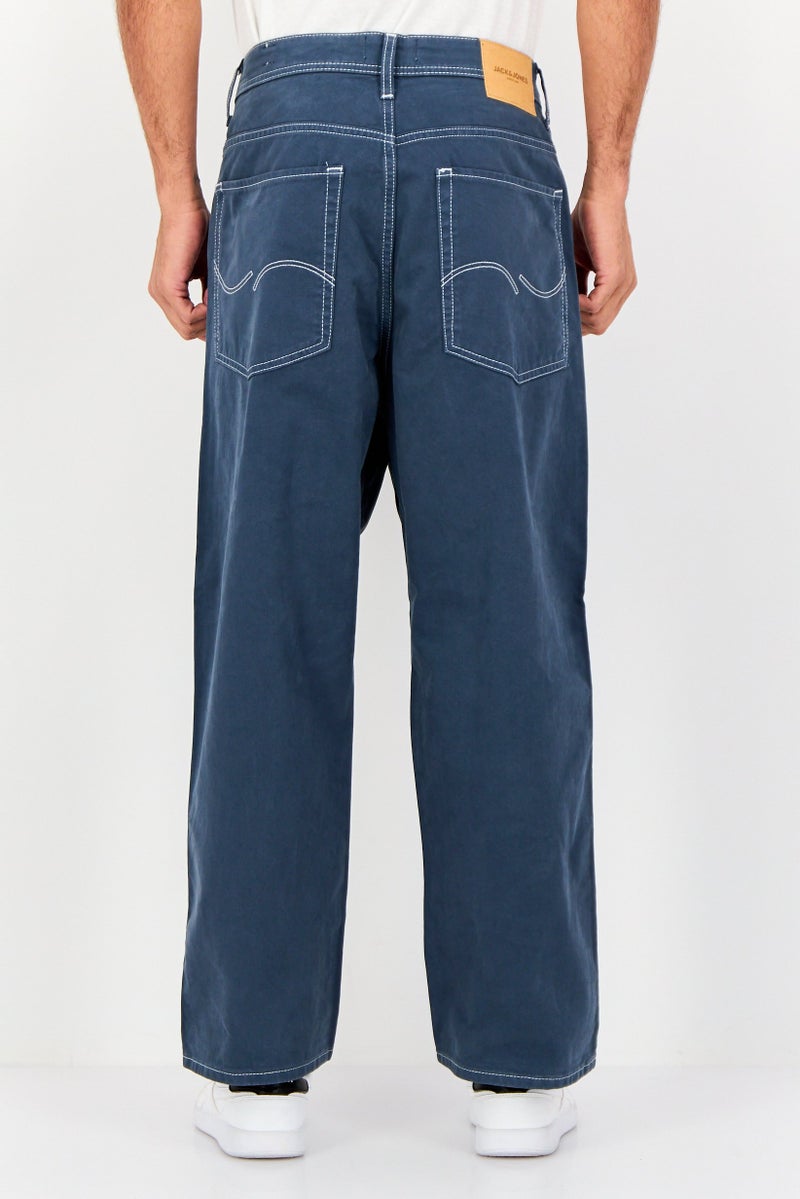 JACK & JONES Men Baggy Fit Plain Non-Stretchable Jeans, Ash Navy - Image 2