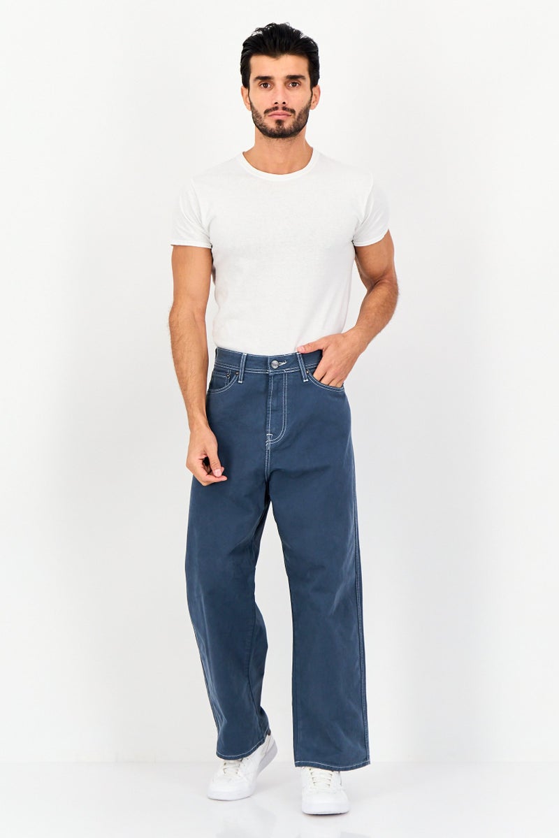 JACK & JONES Men Baggy Fit Plain Non-Stretchable Jeans, Ash Navy - Image 4