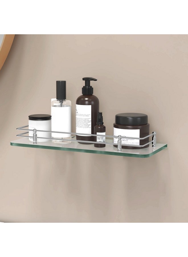 Plantex Multipurpose Transparent Glass Shelf for Bathroom/Living Room Wall Mount - Bathroom Accessories (Polished - 15x6 Inches - Pack of 1) - Image 1
