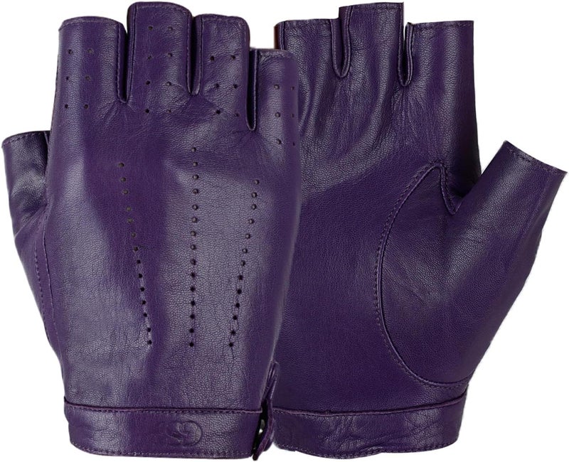 GSG SINCE 1998 GSG Women's Fingerless Leather Gloves - Unlined Half Finger Spain Sheepskin for Driving - Image 1