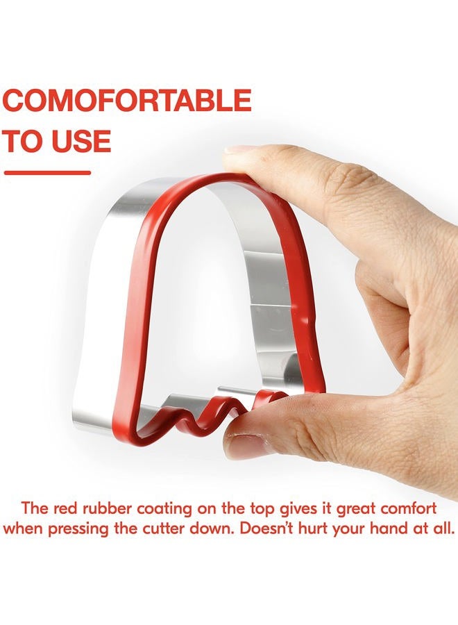 COOKIEQUE 2-Piece Halloween Ghost Cookie Cutters, Food-Grade Stainless Steel Sandwich Cutters, Biscuit Cutter set, Holiday Cookie Cutters, Unique Design with Protective Red Top PVC - Image 3