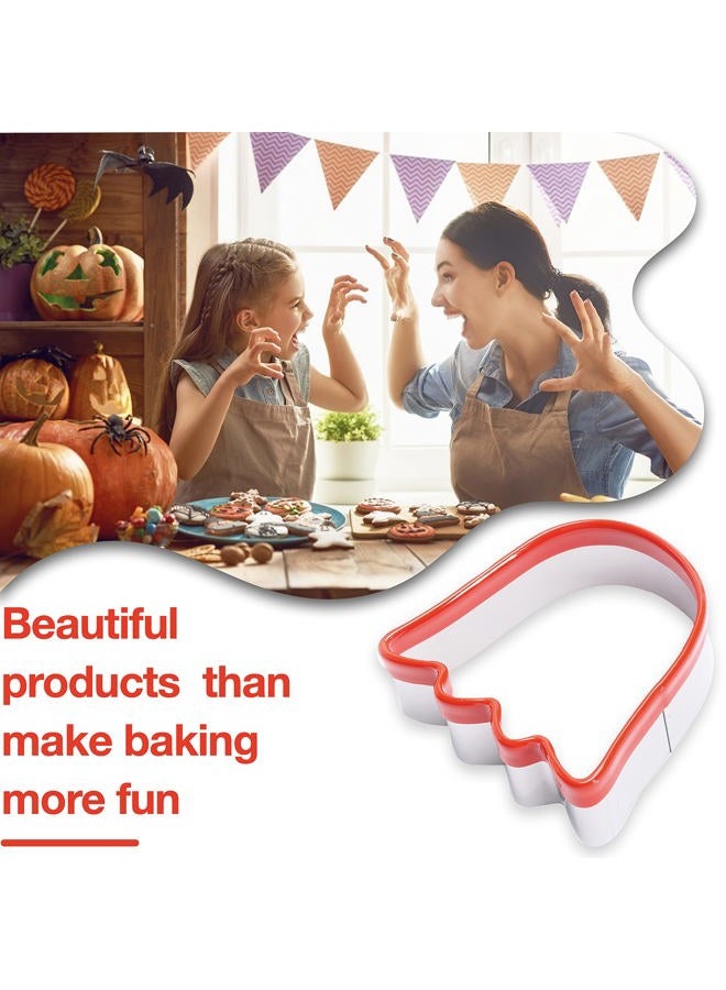 COOKIEQUE 2-Piece Halloween Ghost Cookie Cutters, Food-Grade Stainless Steel Sandwich Cutters, Biscuit Cutter set, Holiday Cookie Cutters, Unique Design with Protective Red Top PVC - Image 2