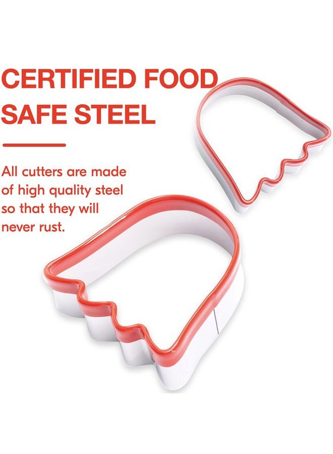 COOKIEQUE 2-Piece Halloween Ghost Cookie Cutters, Food-Grade Stainless Steel Sandwich Cutters, Biscuit Cutter set, Holiday Cookie Cutters, Unique Design with Protective Red Top PVC - Image 5