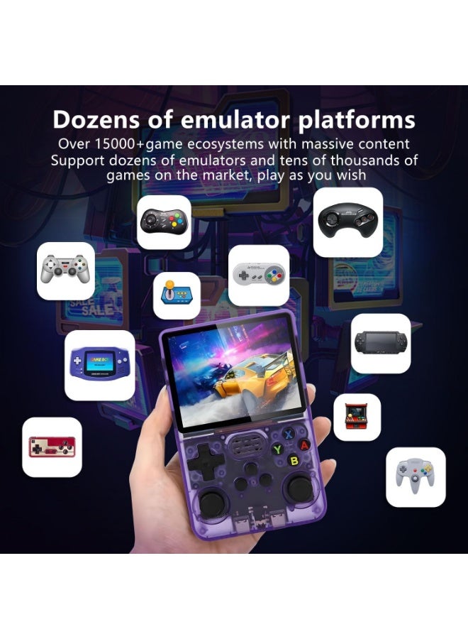 Retro Game Console R36S Handheld Game Console with 64GB Preloaded Games, Save/Load Function, 3.5 HD IPS Screen, Portable Emulator Console for Family, Adults u0026 Nostalgic Players (Black R36s 3.5) - Image 3