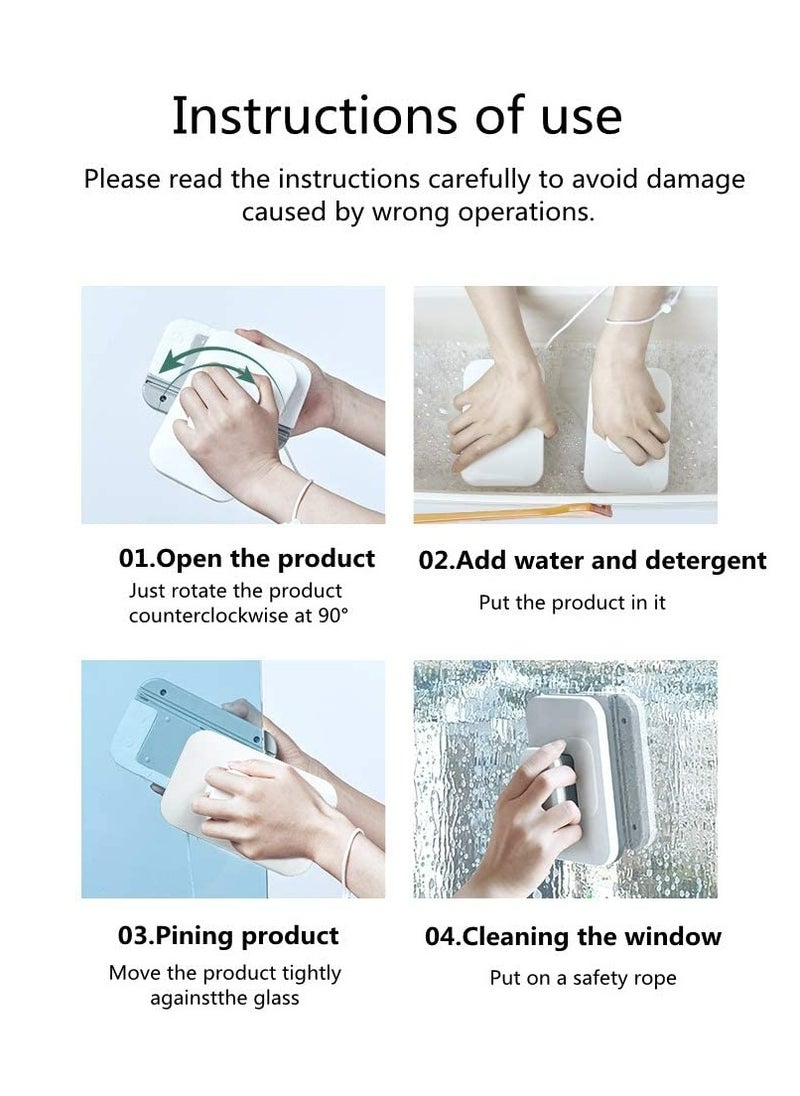 GNAFOTU - New Updated Magnetic Window Cleaner Double Sided, Outside Window Cleaner Tool, Glass Thickness: 0.1-0.4In - Image 1