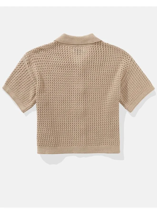 امريكان ايجل AE Short-Sleeve Collared Cardigan