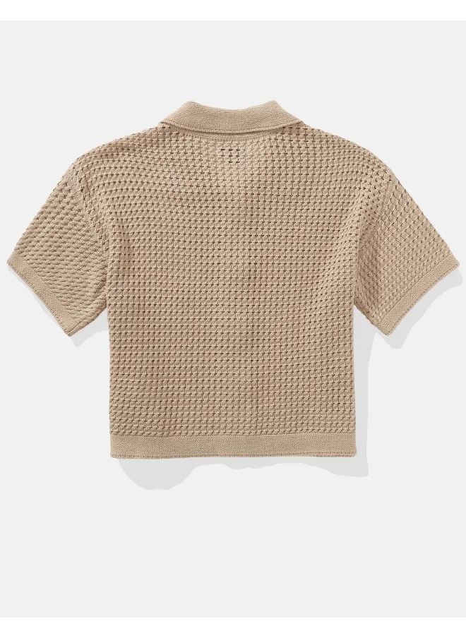 امريكان ايجل AE Short-Sleeve Collared Cardigan