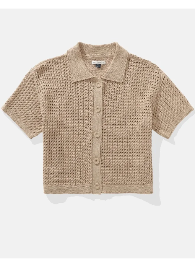 امريكان ايجل AE Short-Sleeve Collared Cardigan