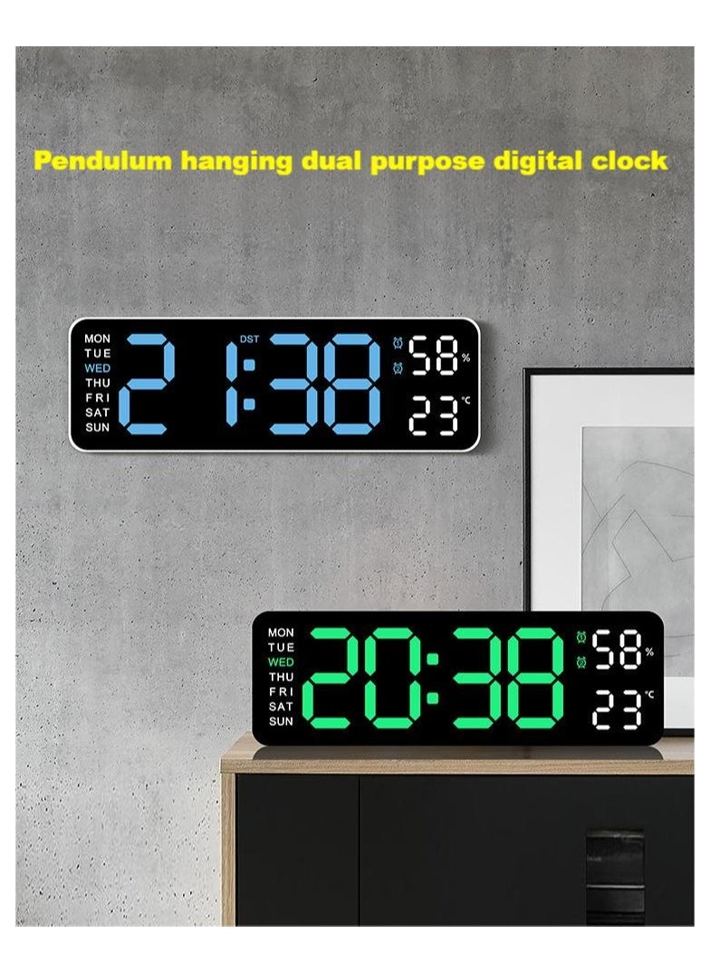 3D Wireless Remote Digital LED Alarm Clock,Wall Clocks for Living Room Gym Shop Warehouse Office Garage Decor, Auto Brightness Dimmer with Date Week Temp,Multi functional large font alarm clock