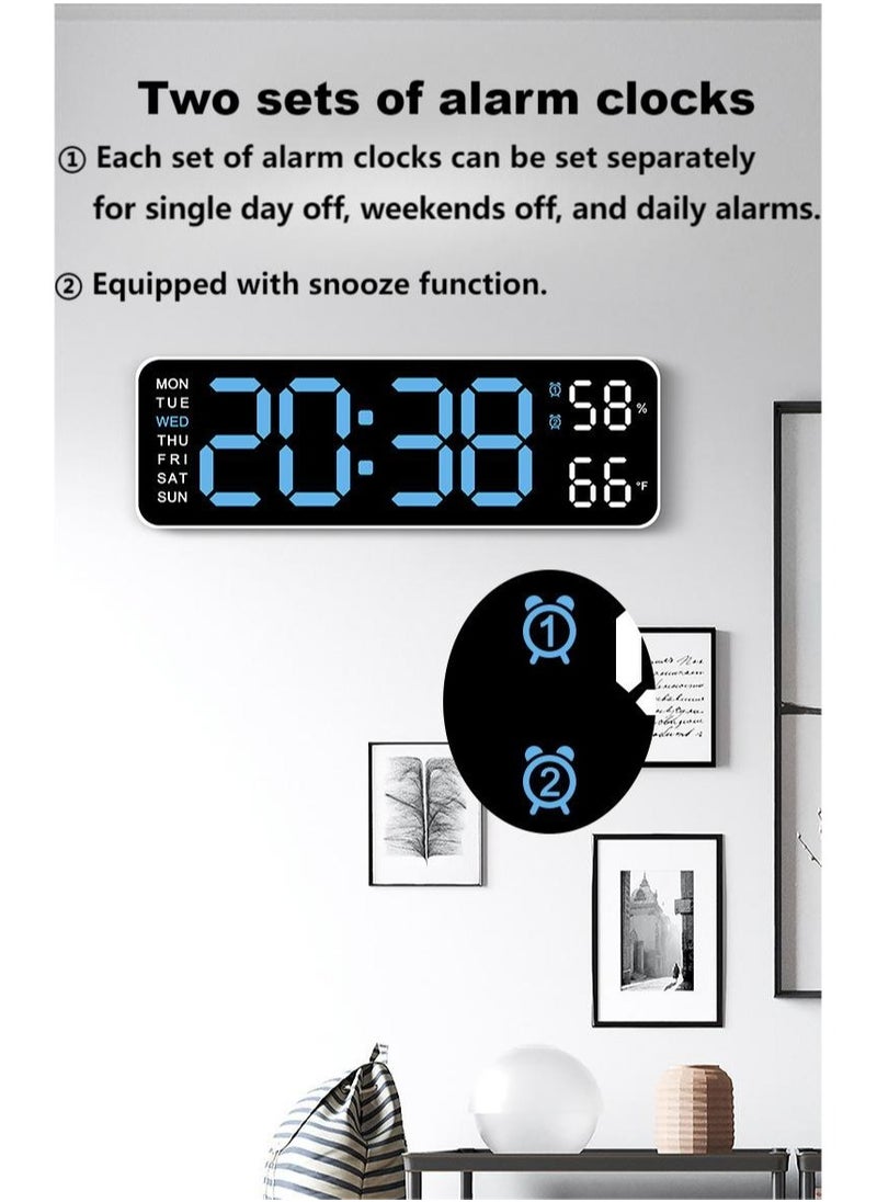 3D Wireless Remote Digital LED Alarm Clock,Wall Clocks for Living Room Gym Shop Warehouse Office Garage Decor, Auto Brightness Dimmer with Date Week Temp,Multi functional large font alarm clock