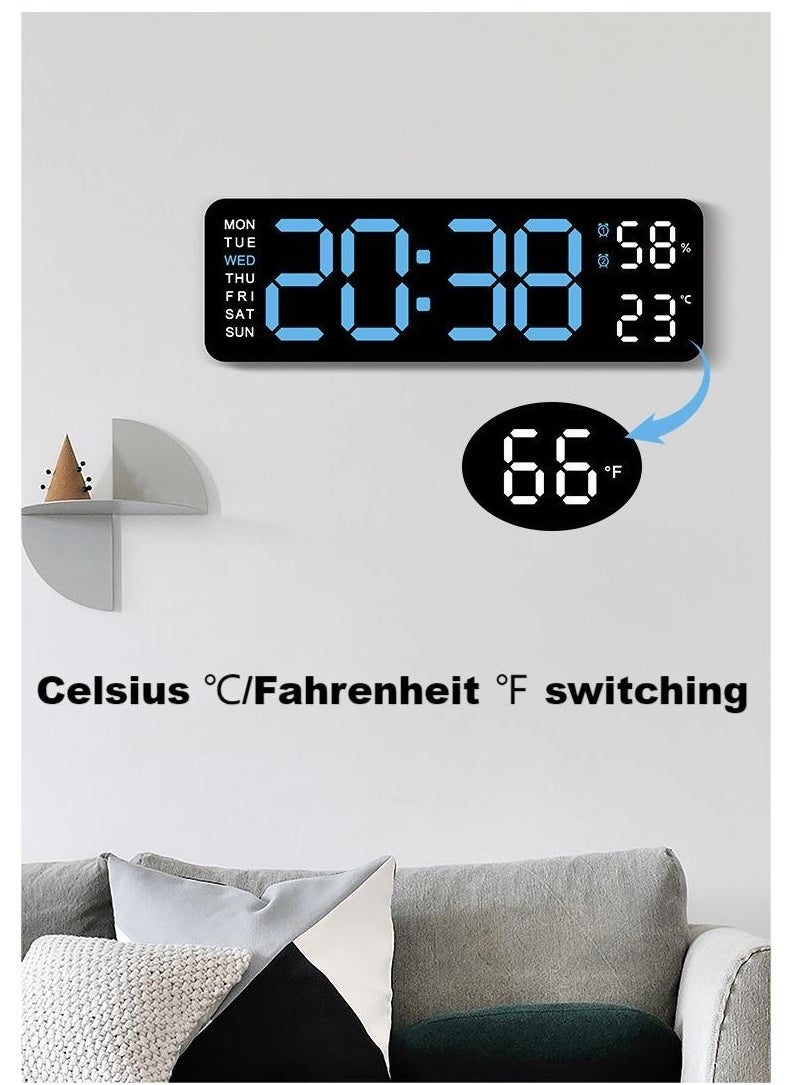 3D Wireless Remote Digital LED Alarm Clock,Wall Clocks for Living Room Gym Shop Warehouse Office Garage Decor, Auto Brightness Dimmer with Date Week Temp,Multi functional large font alarm clock