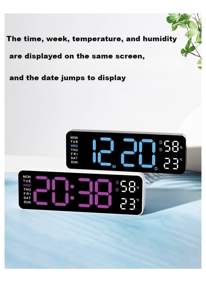 3D Wireless Remote Digital LED Alarm Clock,Wall Clocks for Living Room Gym Shop Warehouse Office Garage Decor, Auto Brightness Dimmer with Date Week Temp,Multi functional large font alarm clock