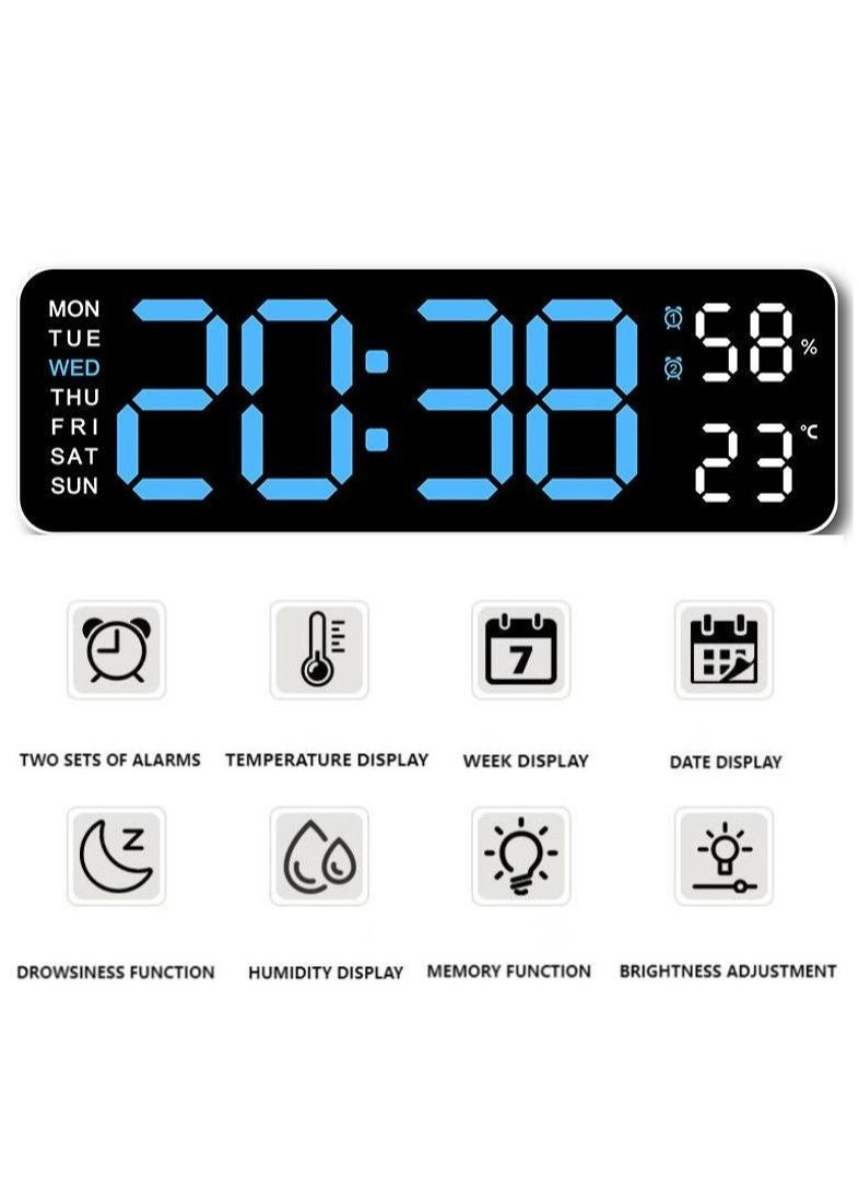 3D Wireless Remote Digital LED Alarm Clock,Wall Clocks for Living Room Gym Shop Warehouse Office Garage Decor, Auto Brightness Dimmer with Date Week Temp,Multi functional large font alarm clock
