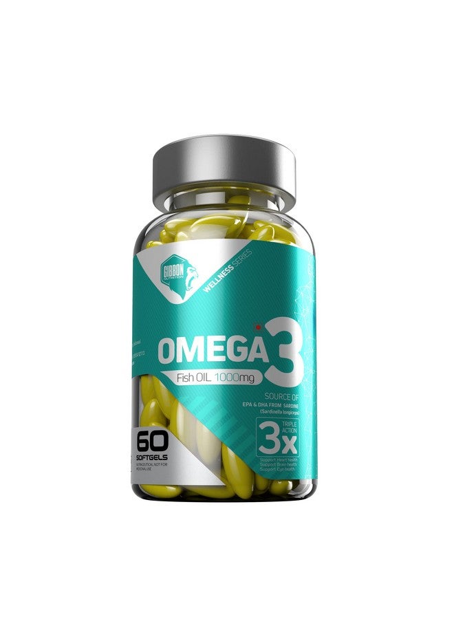 GIBBON كبسولات جيبون أوميغا 3 لدعم صحة القلب والدماغ والعين مصدر عالي من EPA و DHA من السردين 60 جيل طري مع عمل ثلاثي 3x. - Image 1