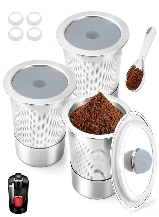 TZona 3 Pack Stainless Steel Reusable K Cups, Refillable Leak-Proof Coffee Pods, BPA-Free with Silicone Seals and Coffee Scoop, Compatible with Keurig 1.0 2.0 K-Mini K-Classic K-Compact - Image 1