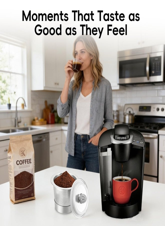 TZona 3 Pack Stainless Steel Reusable K Cups, Refillable Leak-Proof Coffee Pods, BPA-Free with Silicone Seals and Coffee Scoop, Compatible with Keurig 1.0 2.0 K-Mini K-Classic K-Compact - Image 2