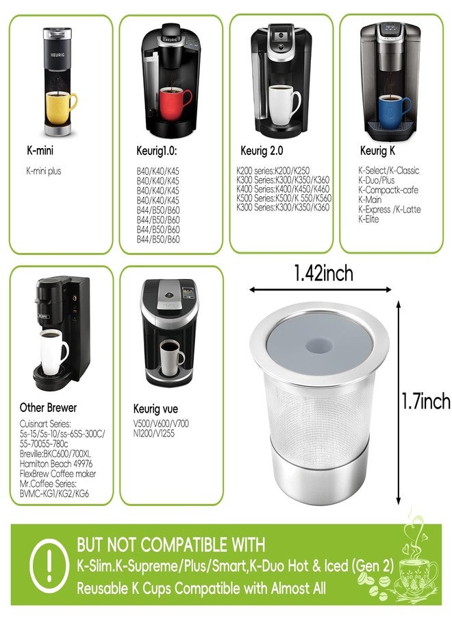 TZona 3 Pack Stainless Steel Reusable K Cups, Refillable Leak-Proof Coffee Pods, BPA-Free with Silicone Seals and Coffee Scoop, Compatible with Keurig 1.0 2.0 K-Mini K-Classic K-Compact - Image 3