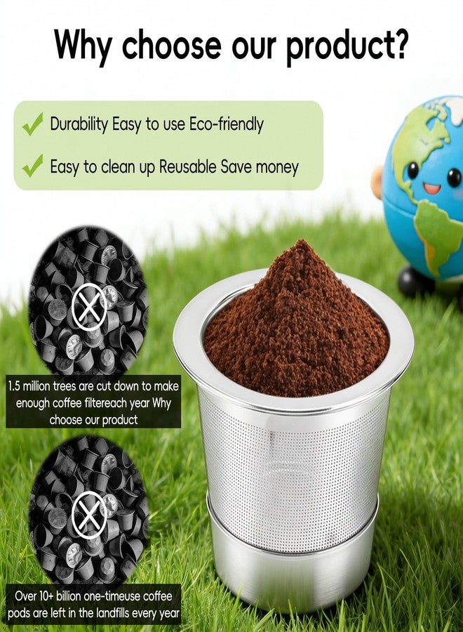 TZona 3 Pack Stainless Steel Reusable K Cups, Refillable Leak-Proof Coffee Pods, BPA-Free with Silicone Seals and Coffee Scoop, Compatible with Keurig 1.0 2.0 K-Mini K-Classic K-Compact - Image 4