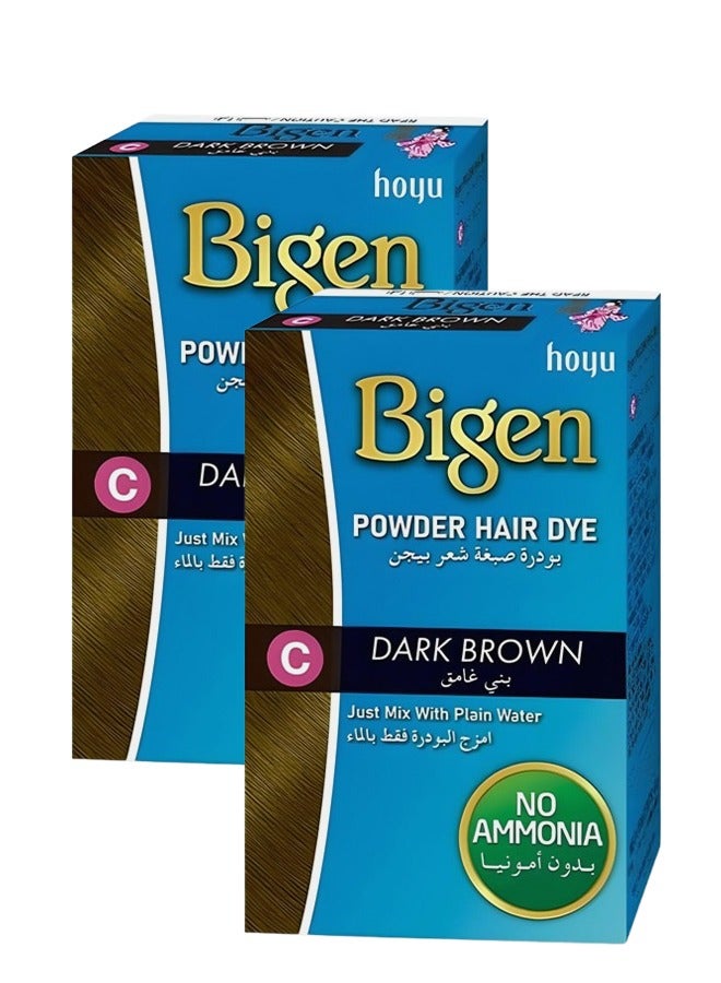 بايجن 2 قطع بودرة صبغ الشعر باللون البني الداكن مع الماء العادي بدون أمونيا 6 جرام - Image 1
