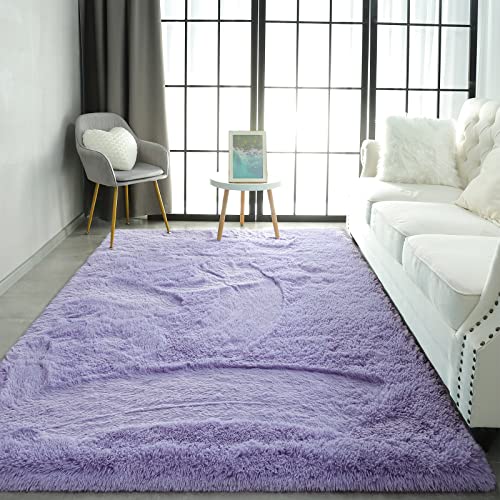 Pettop Fluffy Lavender Purple Area Rug for Bedroom Living Room, 3x5 Feet Soft Plush Fuzzy Rugs for Girls Kids Boys, Non-Slip and Washable Rug for Nursery Classroom, Carpet for Rooms Decor - Image 5