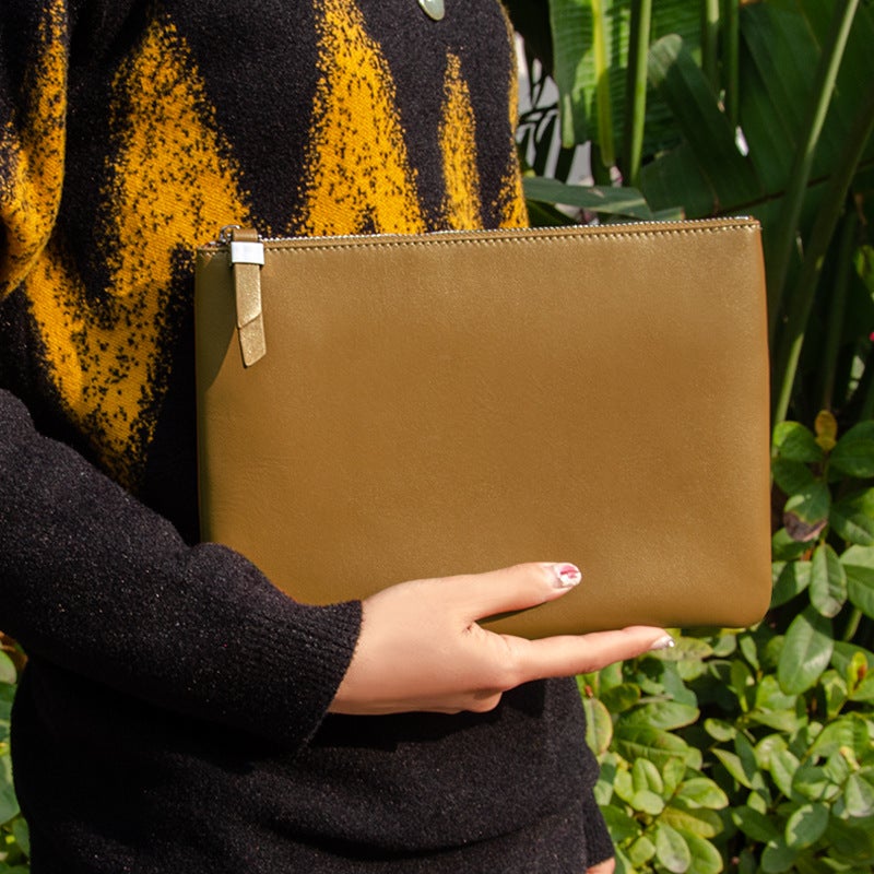 Genuine Leather Handheld Cosmetic Bag - Image 4