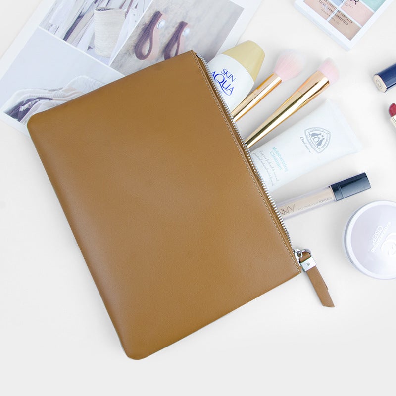 Genuine Leather Handheld Cosmetic Bag - Image 3