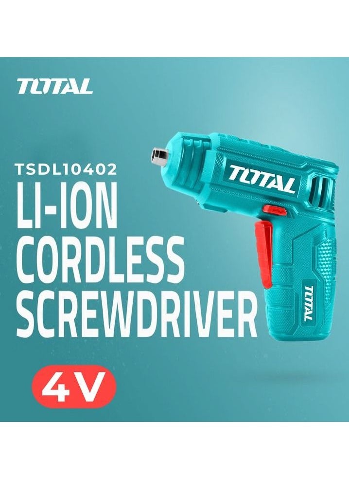 TOTAL TOTAL TSDL10402 Cordless Screwdriver 4V Wireless Screwdriver Rechargeable 1.3Ah 4.81Wh Lithium-ion Battery  - Image 1