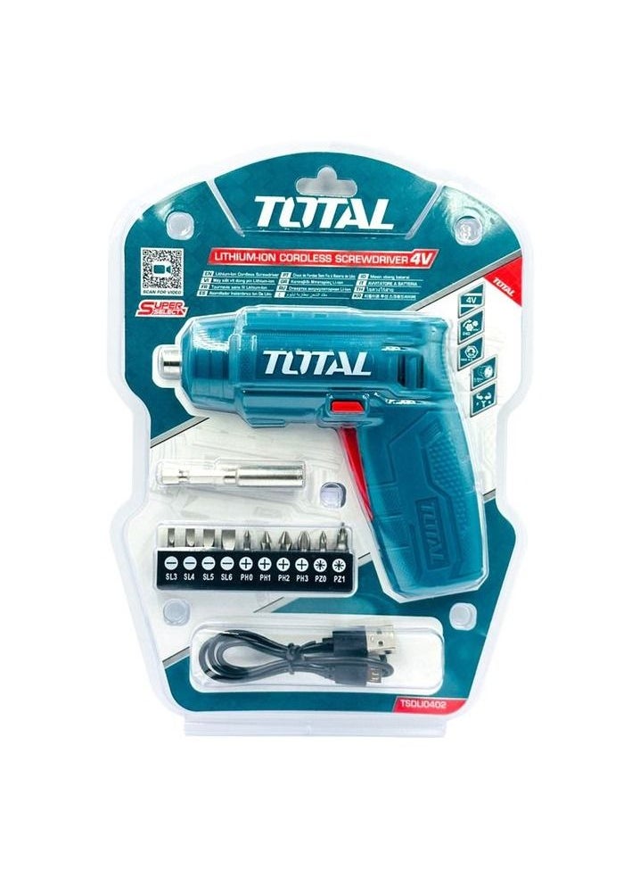 TOTAL TOTAL TSDL10402 Cordless Screwdriver 4V Wireless Screwdriver Rechargeable 1.3Ah 4.81Wh Lithium-ion Battery  - Image 4
