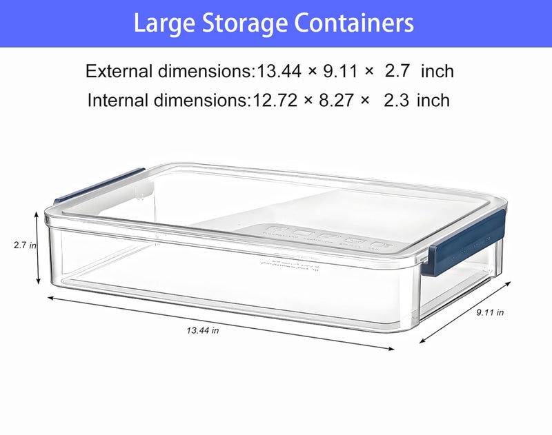RHONZHAO 2 Pcs Plastic Portable Project Case, Clear Stackable Storage Boxes Organizer for A4 Files, Scrapbooks, Art Supplies (â€ŽBlue Latch, Large) - Image 2