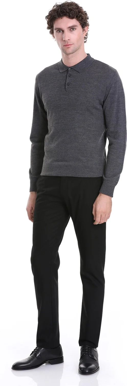 هاتيموغلو Gray Regular Fit Plain Polo Neck Knitwear Sweater