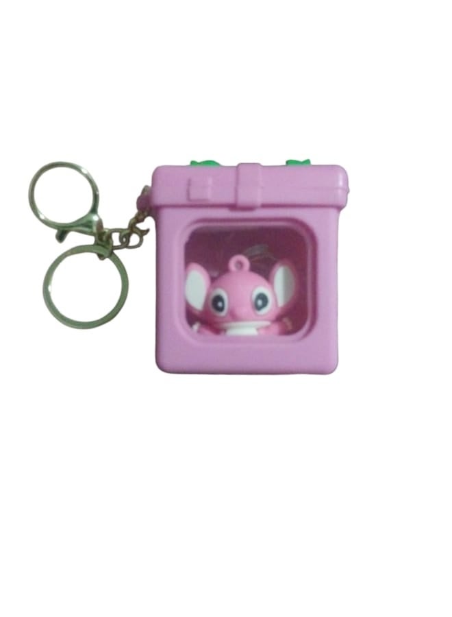 Stitch Light-Up Keychain with 3 Lighting Modes | Glowing Mini Pink Box Keyring – Click to Shine, Flash & Glow in Cute Style! - Image 1